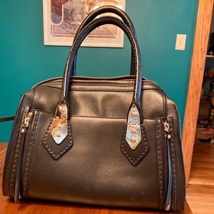 Henri Bendel Black Leather Satchel
